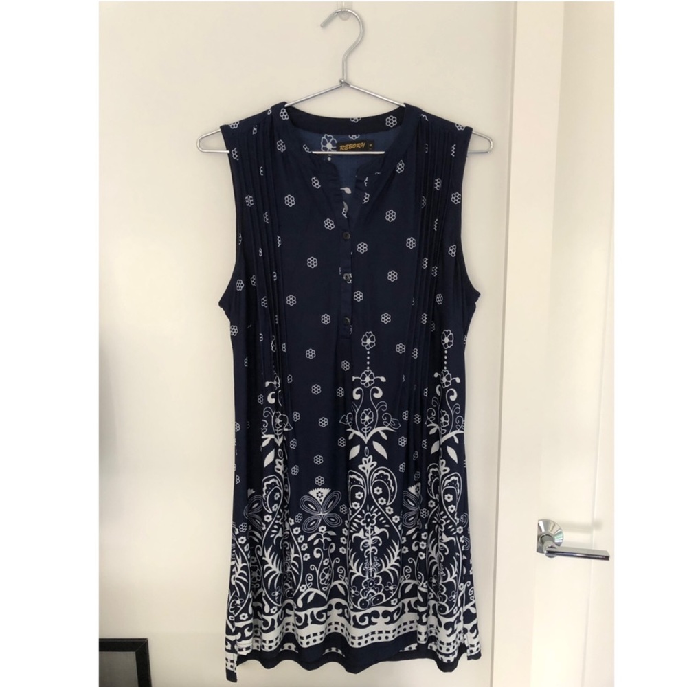 Blue floral sleeveless dress from Reborn.